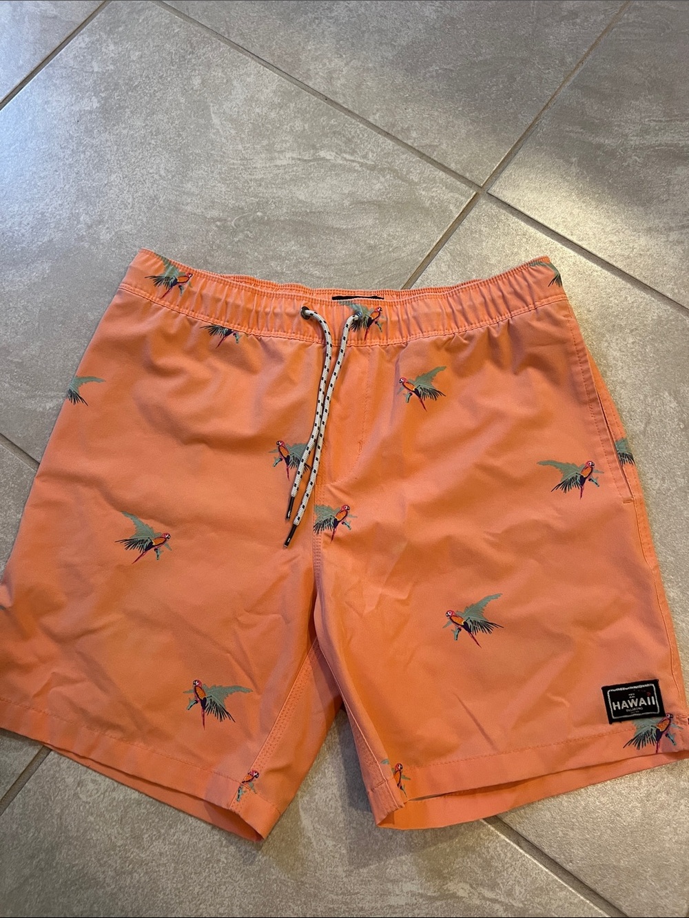 Billabong Coral Swim Trunks with Parrot Motif